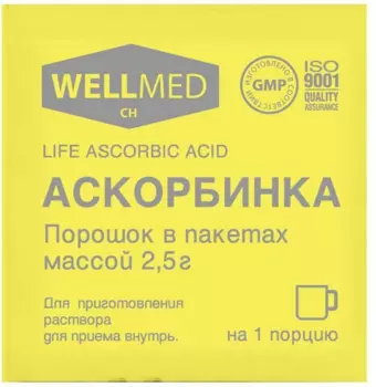 Аскорбинка Life Ascorbic Acid, порошок, пакетик 2.5 г