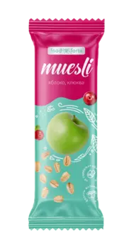 Батончик мюсли FoodForte, Яблоко и клюква, 50 г