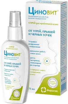 Циновит, спрей для проблемной кожи 75 мл, 1 шт.
