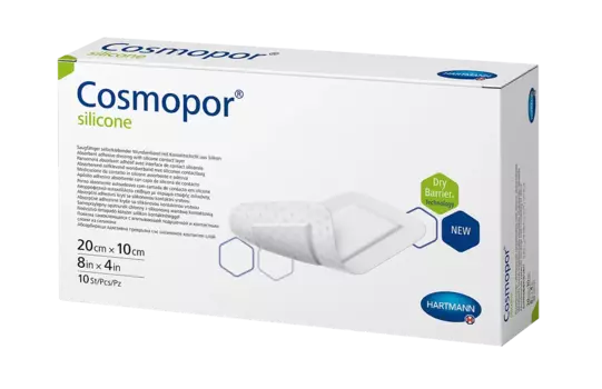 Cosmopor Silicone, повязка сорбционная с контактным слоем из силикона 20 см х10 см, 10 шт.