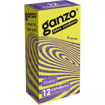 Ganzo Sense презервативы тонкие, 12 шт.