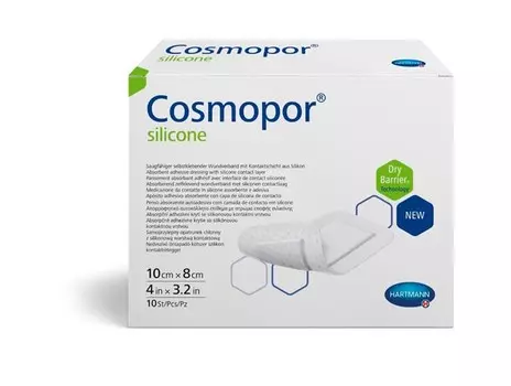 Hartmann Cosmopor Silicone, повязка сорбционная (с контактн. слоем из силикона) 10 х 8 см, 10 шт.