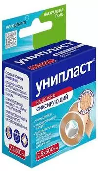 Лейкопластырь Унипласт фиксирующий 2.5 см х 500 см (на основе натуральной ткани)