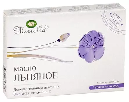 Масло Льняное Мирролла, капсулы, 100 шт.