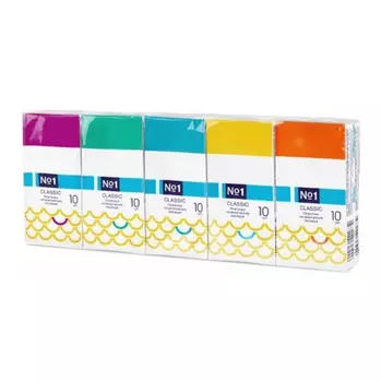 Носовые платочки bella №1 Classic двухслойные, 10х10 шт.