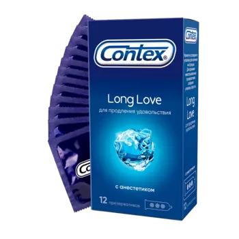 Contex Long Love, презервативы с анестетиком, 12 шт.