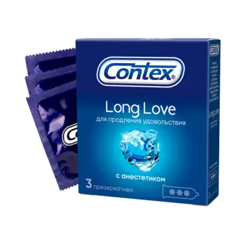 Презервативы Contex Long Love с анестетиком, 3 шт.