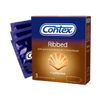 Презервативы Contex Ribbed с ребрами, 3 шт.