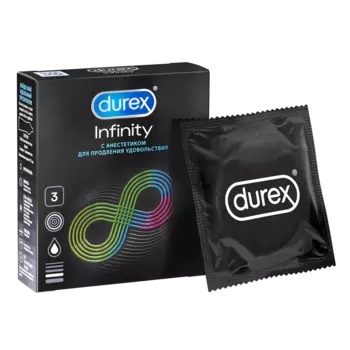 Презервативы Durex Infinity с анестетиком гладкие, 3 шт.