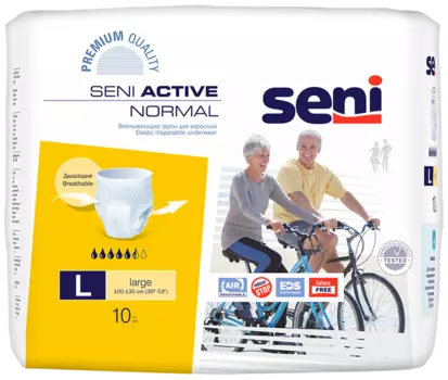 Seni Active Normal, трусы впитывающие (L), 10 шт.