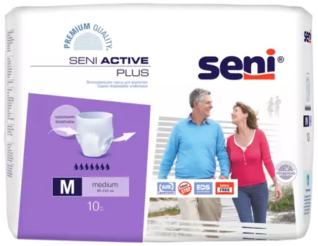 Seni Active Plus, трусы впитывающие (М), 10 шт.