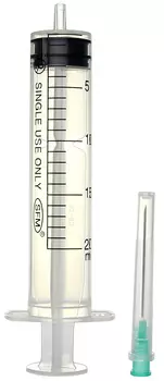 Шприц одноразовый стерильный трехкомпонентный, 20 мл