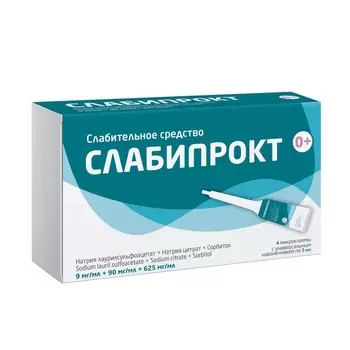 Слабипрокт, раствор, 9 мг/мл+90 мг/мл+625 мг/мл