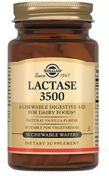 Солгар Лактаза 3500, жевательные таблетки, 30 шт.