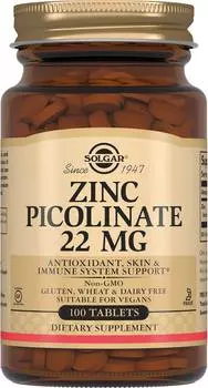Солгар Пиколинат цинка, таблетки, 100 шт.