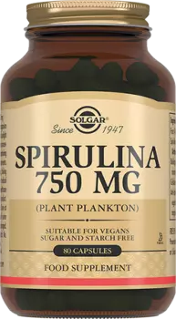 Солгар Спирулина, капсулы 750 мг, 80 шт.