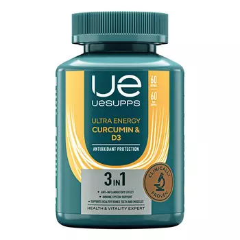 UESUPPS Ультра Энерджи Куркумин и Витамин D3, капсулы