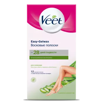 Veet Expert, Полоски восковые для депиляции для сухой кожи, 12 шт.