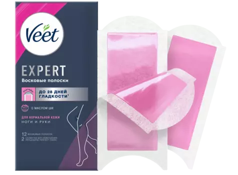 Veet Expert Полоски восковые для депиляции, для нормальной кожи, 12шт.