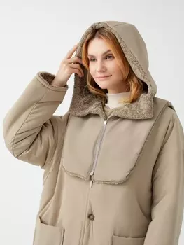 Двусторонняя зимняя экошуба со съёмным капюшоном