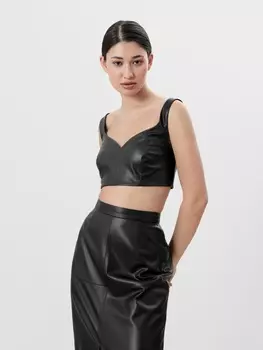 Кроп-топ черный из экокожи