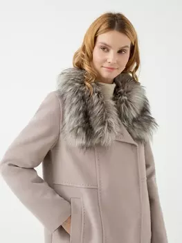 Пальто зимнее утепленное с меховым воротником