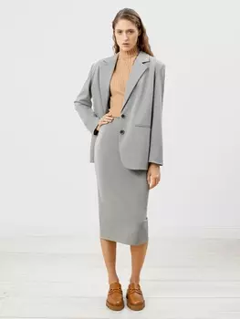 Серая трикотажная юбка-карандаш