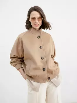 Укороченное пальто-жакет шерстяное