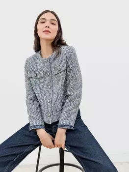 Укороченный прямой жакет из твида