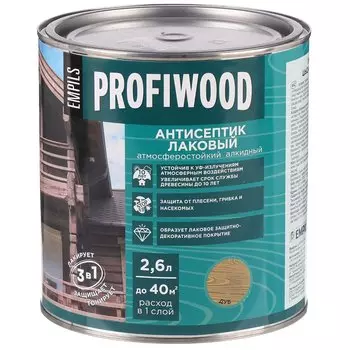 Антисептик Profiwood, для дерева, лаковый, дуб, 2.4 кг