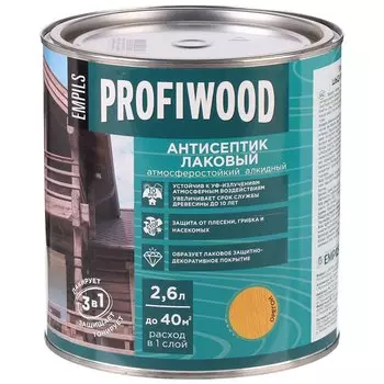 Антисептик Profiwood, для дерева, лаковый, орегон, 2.4 кг