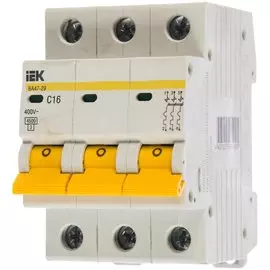 Автоматический выключатель на DIN-рейку, IEK, ВА47-29 3Р, 3 полюса, 16, 4.5 кА, 400 В, MVA20-3-016-C
