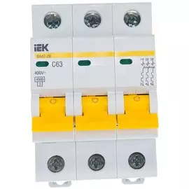 Автоматический выключатель на DIN-рейку, IEK, ВА47-29 3Р, 3 полюса, 63, 4.5 кА, 400 В, MVA20-3-063-C