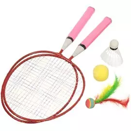 Бадминтон пластиковые ракетки с мячом и воланами 2681-pink
