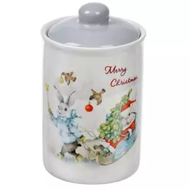 Банка для сыпучих продуктов, доломит, 0.75 л, с крышкой, Daniks, Зимние забавы