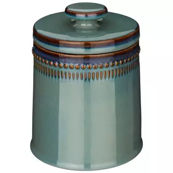 Банка для сыпучих продуктов, фарфор, 0.9 л, 12х16 см, с крышкой, Bronco, Soul Kitchen, 189-412, синяя