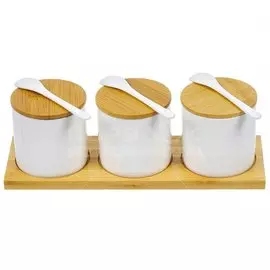 Банка для сыпучих продуктов керамическая Бамбук I.K, 3 шт, 0.25 л