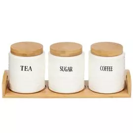 Банка для сыпучих продуктов, керамика, 0.7 л, 3 шт, с крышкой, Y156