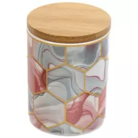 Банка для сыпучих продуктов, керамика, 0.22 л, с крышкой, Розовая мозаика, Y4-5401