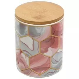 Банка для сыпучих продуктов, керамика, 0.48 л, с крышкой, Розовая мозаика, Y4-5402