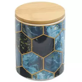 Банка для сыпучих продуктов, керамика, 0.48 л, с крышкой, Синяя мозаика, Y4-5400