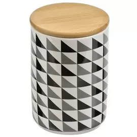 Банка для сыпучих продуктов, керамика, 0.6 л, 10х13.5 см, с крышкой, Геометрия, Y4-5028