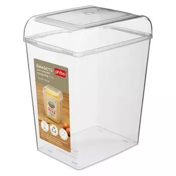 Банка для сыпучих продуктов, пластик, 1.7 л, с крышкой, Бытпласт, 431272301, бесцветная