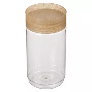 Банка для сыпучих продуктов, пластик, 1 л, 9.2х9.2х18.5 см, с крышкой, Homver, Palermo, 16101/02, прозрачная