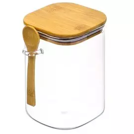 Банка для сыпучих продуктов, стекло, 1.2 л, с крышкой, с ложкой, Y4-5048