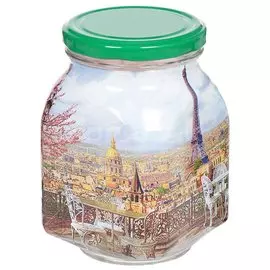 Банка для сыпучих продуктов стеклянная c крышкой Великолепный Париж 626-600, 0.8 л