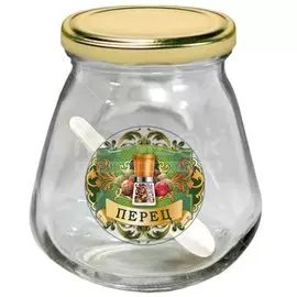 Банка для сыпучих продуктов, стекло, 0.26 л, с крышкой, с ложкой, 626-146/626-147