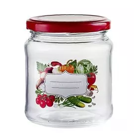 Банка для сыпучих продуктов стеклянная Твист Овощи вензель 122-13030/Ж, 0.45 л