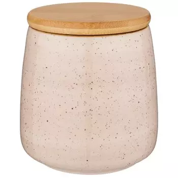 Банка фарфор, 0.9 л, 12х13 см, с крышкой, Bronco, Nature, 263-1104, кремовая