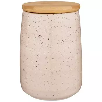 Банка фарфор, 1.24 л, 12х17 см, с крышкой, Bronco, Nature, 263-1103, кремовая